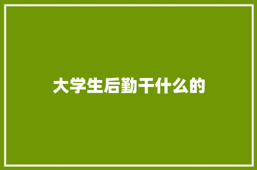 大学生后勤干什么的