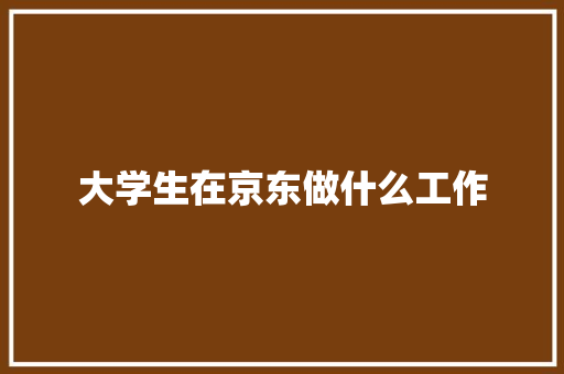 大学生在京东做什么工作 未命名