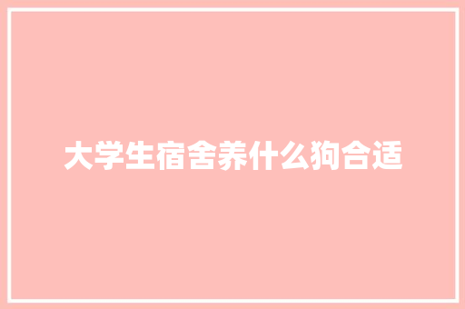 大学生宿舍养什么狗合适 未命名