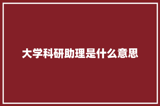 大学科研助理是什么意思 未命名