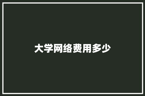 大学网络费用多少