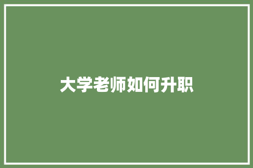 大学老师如何升职 未命名