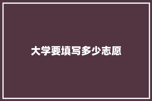 大学要填写多少志愿