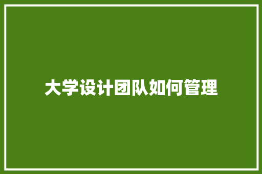 大学设计团队如何管理 未命名