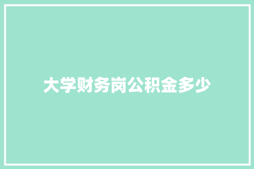 大学财务岗公积金多少 未命名