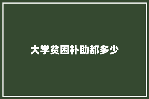 大学贫困补助都多少