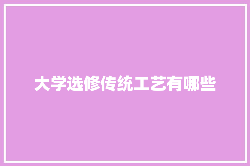 大学选修传统工艺有哪些