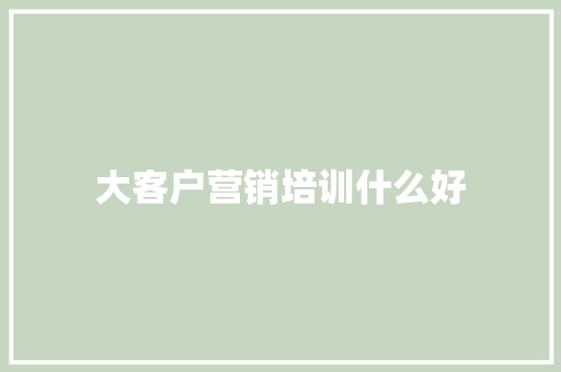 大客户营销培训什么好 未命名