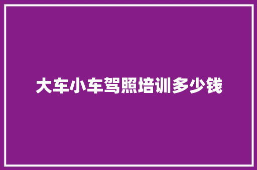 大车小车驾照培训多少钱