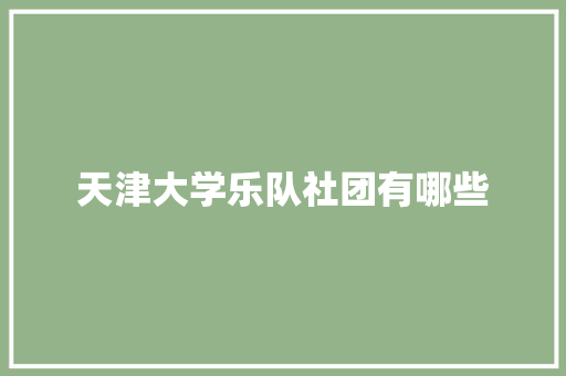 天津大学乐队社团有哪些