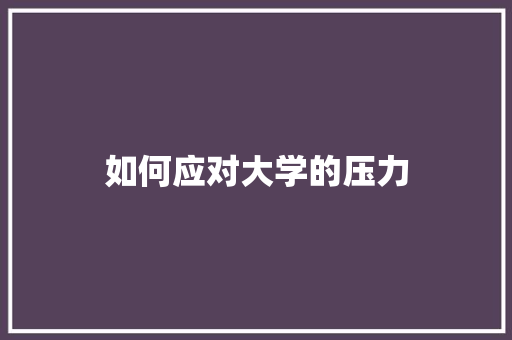 如何应对大学的压力