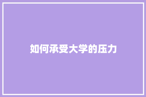 如何承受大学的压力