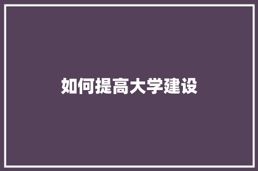 如何提高大学建设 未命名