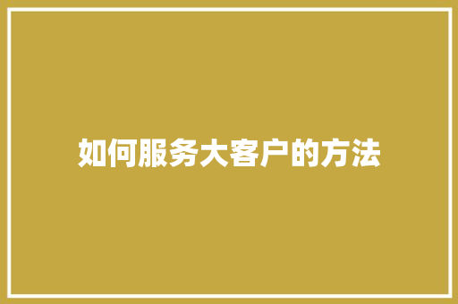 如何服务大客户的方法 未命名