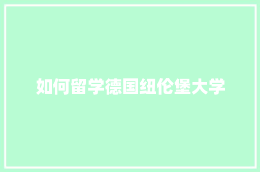 如何留学德国纽伦堡大学 未命名