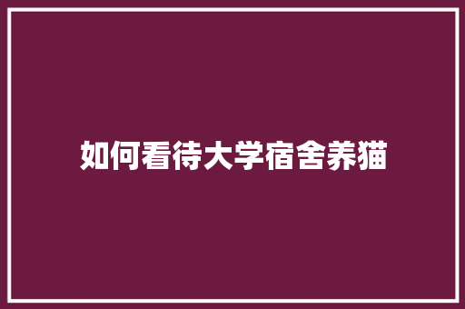 如何看待大学宿舍养猫