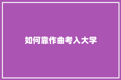 如何靠作曲考入大学 未命名