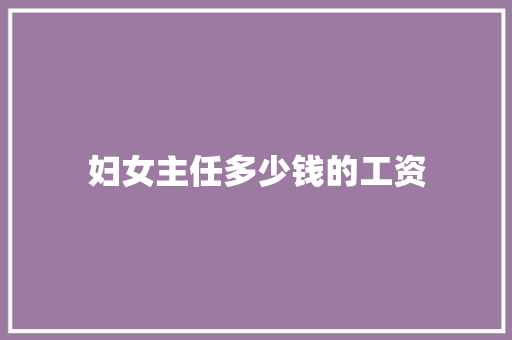 妇女主任多少钱的工资 未命名