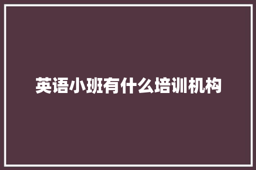 英语小班有什么培训机构 未命名