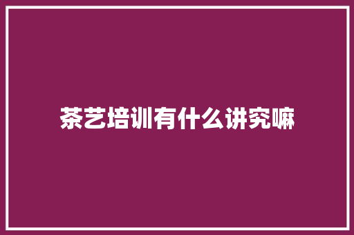 茶艺培训有什么讲究嘛 未命名