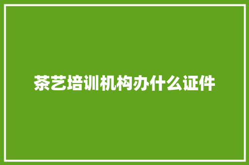 茶艺培训机构办什么证件 未命名