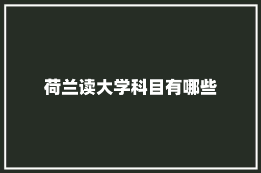 荷兰读大学科目有哪些 未命名