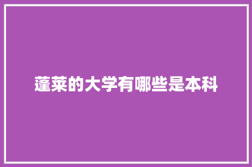 蓬莱的大学有哪些是本科