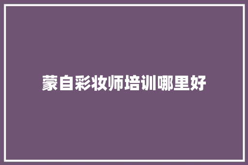 蒙自彩妆师培训哪里好 未命名