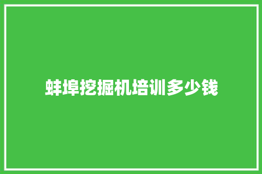 蚌埠挖掘机培训多少钱 未命名