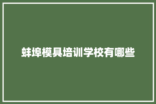 蚌埠模具培训学校有哪些 未命名