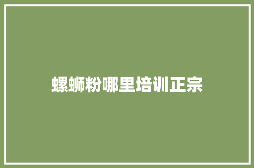 螺蛳粉哪里培训正宗 未命名