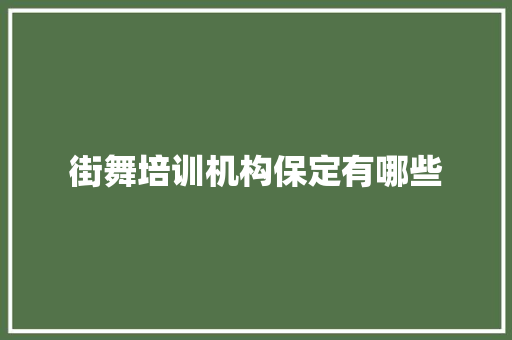 街舞培训机构保定有哪些 未命名