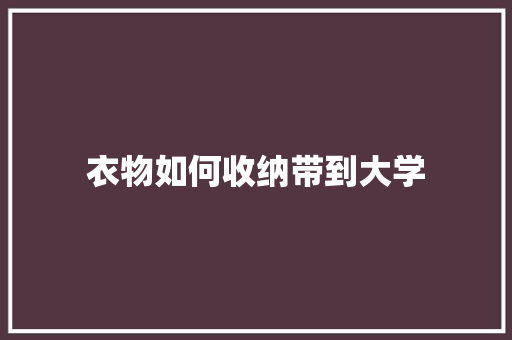 衣物如何收纳带到大学