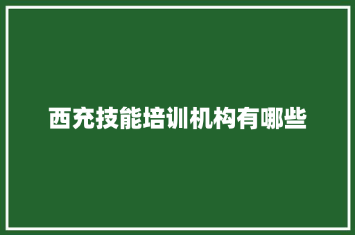 西充技能培训机构有哪些