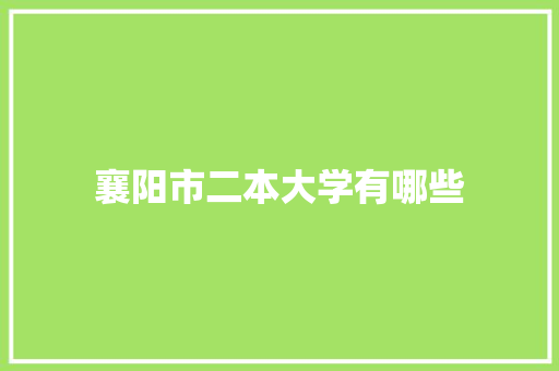 襄阳市二本大学有哪些 未命名