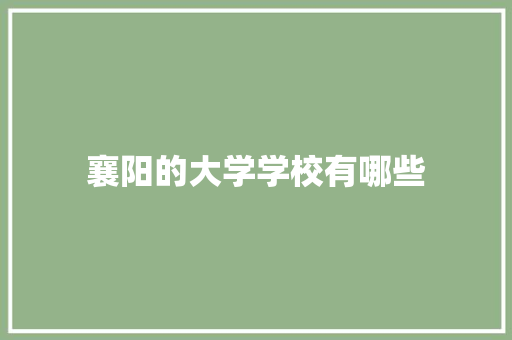 襄阳的大学学校有哪些