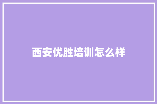 西安优胜培训怎么样