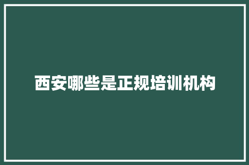 西安哪些是正规培训机构 未命名