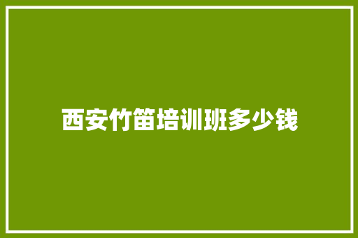 西安竹笛培训班多少钱