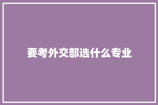 要考外交部选什么专业 未命名