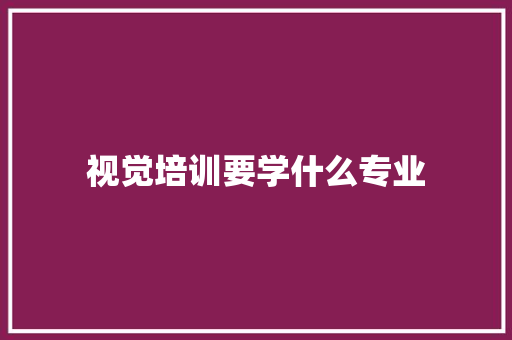 视觉培训要学什么专业