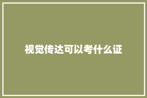 视觉传达可以考什么证