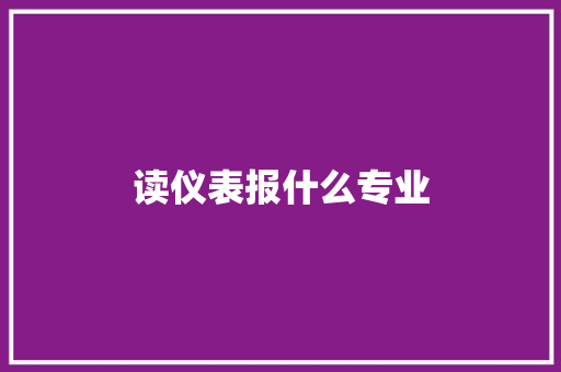 读仪表报什么专业