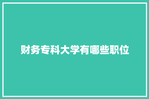 财务专科大学有哪些职位 未命名