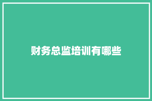 财务总监培训有哪些 未命名