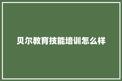 贝尔教育技能培训怎么样