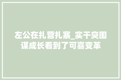 左公在扎营扎寨_实干突围谋成长看到了可喜变革