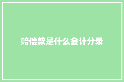 赔偿款是什么会计分录 未命名