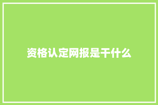 资格认定网报是干什么 未命名