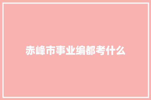 赤峰市事业编都考什么